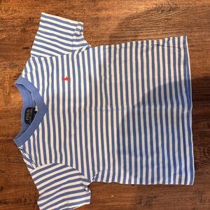 Polo by Ralph Lauren Blue & White Striped Kids Tee with Red Pony